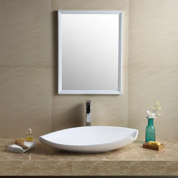 Fine Fixtures Modern White Vitreous China Irregular Vessel Bathroom Sink