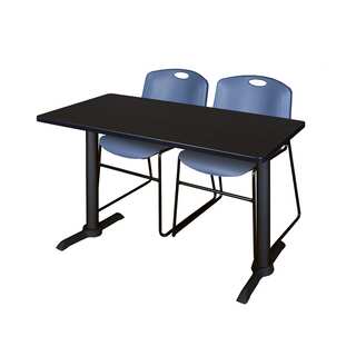 Cain Blue Plastic/Metal/Laminate 42-inch x 24-inch Training Table With 2 Zeng Stacking Chairs