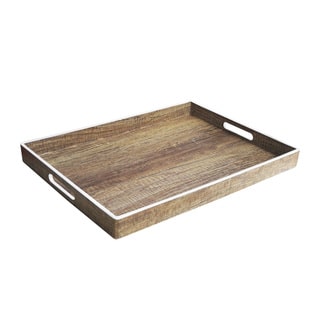 Accents by Jay White and Black Polypropylene Poplar-finish Tray with Rim