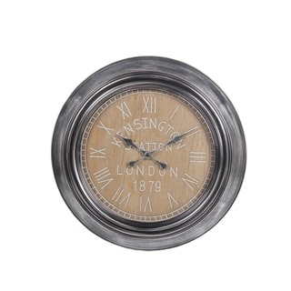 Privilege Grey Metal Clock with Wood Facing