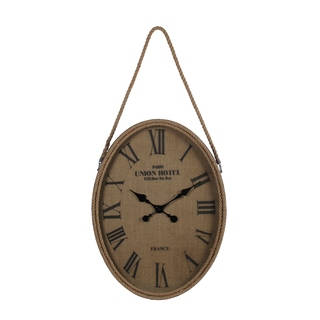 Privilege International Brown Wood and Glass Wall Clock With Rope