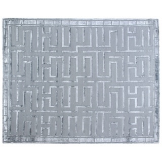 Metro Velvet Aqua Wool/Art Silk Rug (9' x 12')