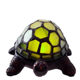 Cordless Battery-operated Stained Glass 2.5-inch Turtle Accent LED Lamp