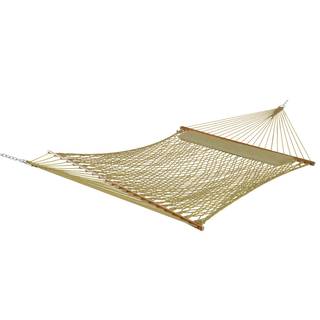 Castaway Deluxe Tan Polyester Rope Hammock with Pillow