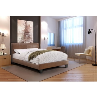 Furniture of America Villazo Dark Caramel Padded Leatherette King-size Platform Bed