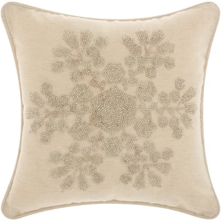 Mina Victory Home for the Holiday Seedbead Snowflake Silver Throw Pillow (12-inch x 12-inch) by Nourison