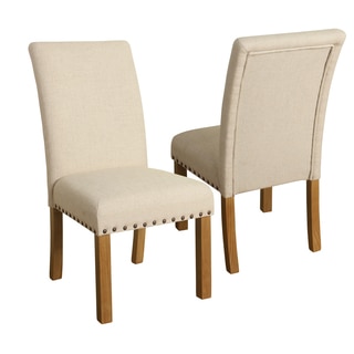 HomePop Michele Dining Chair with Nailhead Trim -Set of 2 - Natural linen