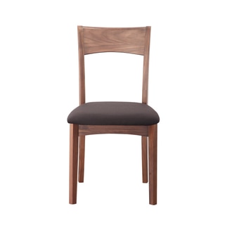 Aurelle Home Gilbert Dining Chair Walnut Black Seat (Set of 2)