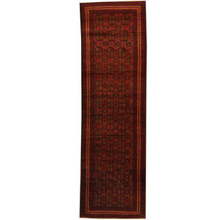 Herat Oriental Afghan Hand-knotted 1960s Semi-antique Tribal Balouchi Wool Runner (2'9 x 9')