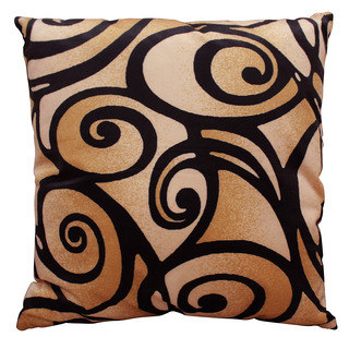 Bellagio Tan Abstract Swirl Print 18-inch x 18-inch Accent Pillow