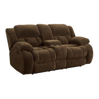 Coaster Company Brown Chenille Motion Loveseat with Console