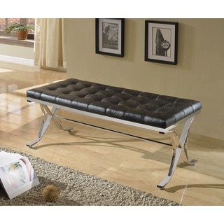 Royce Button-tufted Bench with Chrome Legs