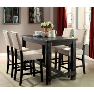 Furniture of America Telara Contemporary Antique Black Counter Height Dining Table