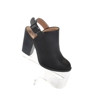 Hadari Women's Pointy Black Ankle Strap Boots with 3.5" Platform Heel