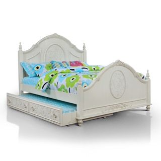 Furniture of America Margie Traditional Elegant Fairy Tale Style Floral Poster Bed with Trundle