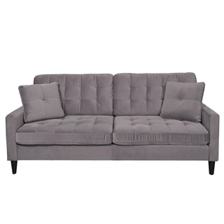 Porter Tribeca Grey Microfiber Contemporary Modern Sofa with 2 Matching Throw Pillows