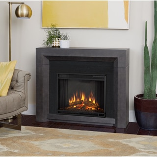 Real Flame Hughes Grey 42 in. L x 11 in. D x 25 in. H Electric Fireplace