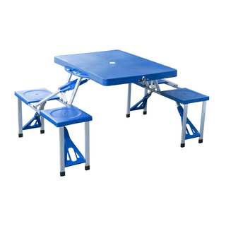 Outsunny Blue Aluminum Portable/Folding Outdoor/Camp Suitcase Picnic Table with 4 Seats