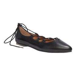 Women's Me Too Alani Ghillie Lace Flat Black Kid Leather