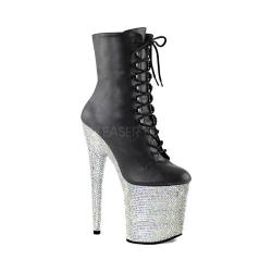 Women's Pleaser Bejeweled 1020-8 Ankle Boot Black Faux Leather/Rhinestones