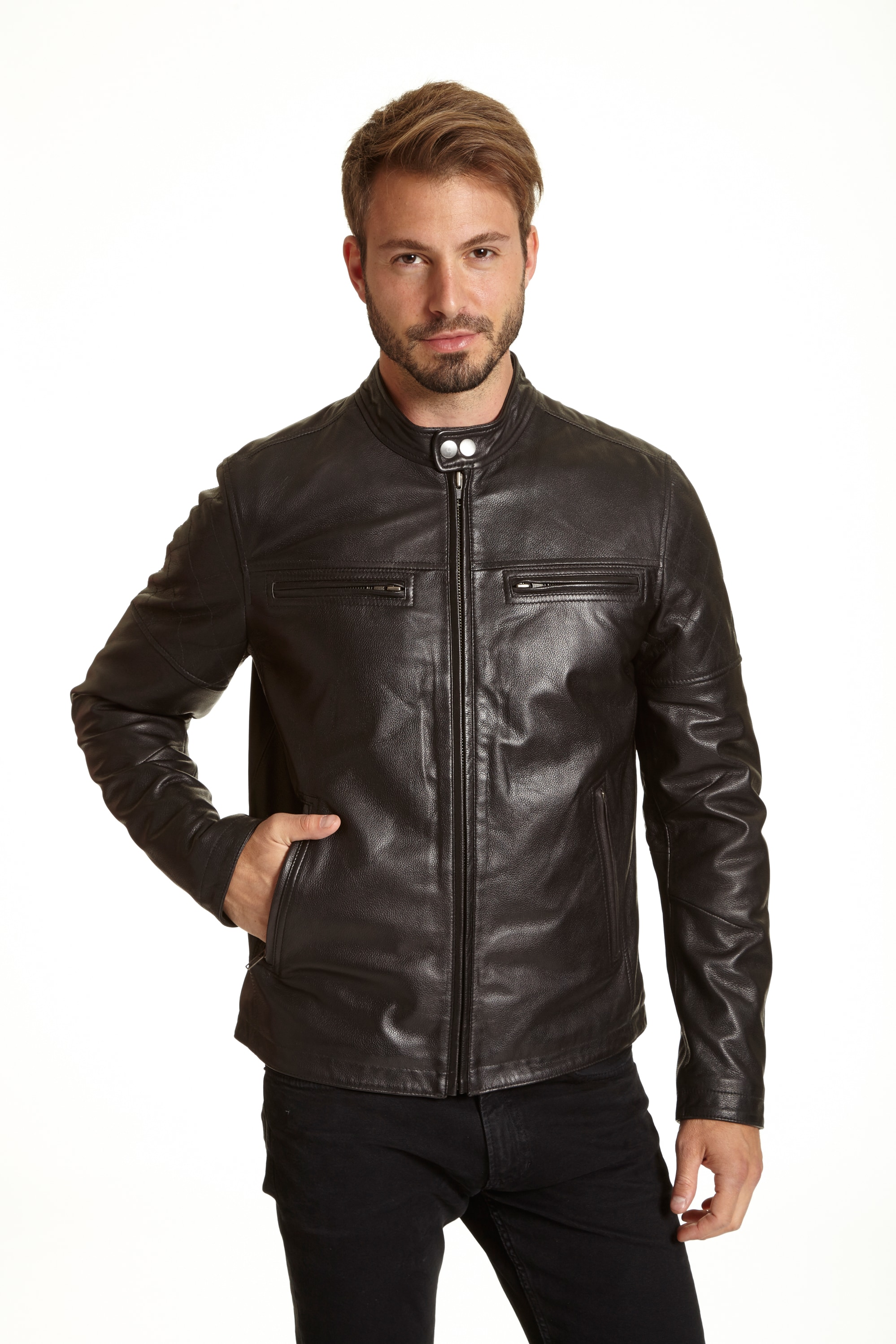 Excelled Men's Big and Tall Leather Racer Jacket