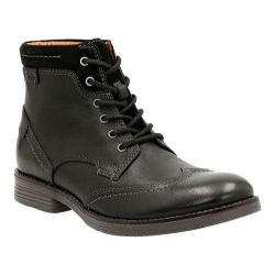 Men's Clarks Devington Hi Lace Up Ankle Boot Black Smooth Buffalo Leather