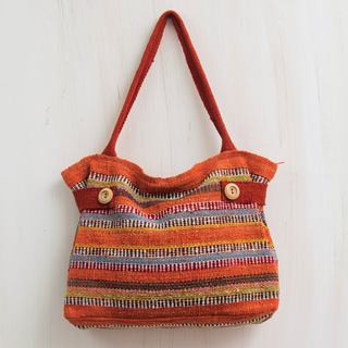 Handcrafted Wool 'Cajamarca Sunset' Shoulder Bag (Peru)