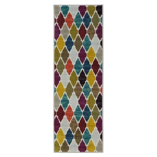 Ottomanson Authentic Collection Multicolor Synthetic Non-slip Trellis Design Area Rug (2'3 x 6'0)