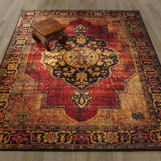 Ottomanson Authentic Collection Traditional Overdyed Multicolor Polypropylene Non-slip Area Rug (3'3 x 5')