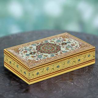 Handcrafted Papier Mache Kail Wood 'Kashmir Mandala' Decorative Box (India)
