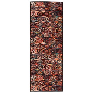 Ottomanson Rainbow Collection Non-Slip Modern Multicolor Abstract Circles Design 20-inch X 59-inch Area Rug