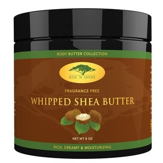 Rise 'N Shine 8 oz. Whipped African Shea Butter Cream Body Butter Improves Blemishes, Stretch Marks, Scars, Wrinkles and Eczema