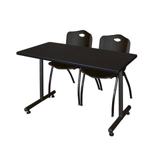 Regency Seating Kobe 48-inch Training Table and 2 Black Chairs