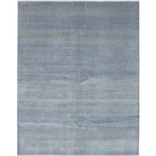 eCarpetGallery Viscose from Bamboo-Shevra Grey/Blue Wool, Cotton and Viscose from Bamboo Hand-knotted Area Rug (7
