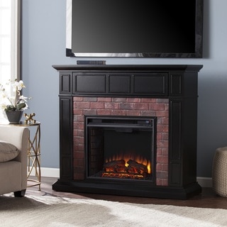 Harper Blvd Kerns Black and Red Faux Brick Electric Media Fireplace