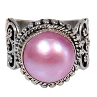 Handcrafted Sterling Silver 'Purely Pink' Cultured Pearl Ring (13 mm) (Indonesia)