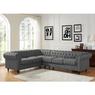 Sophia Modern Style Tufted Rolled Arm Right Facing Chaise Sectional Sofa