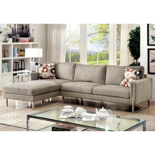 Furniture of America Madrid Contemporary Pewter Chenille Upholstered L-Shaped Sectional