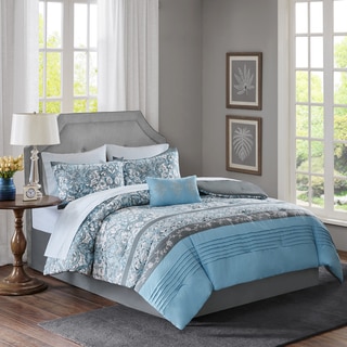 Madison Park Essentials Chelsea Blue Complete Bed and Sheet Set
