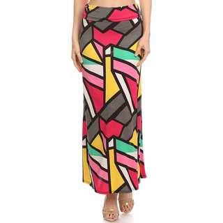 Women's Polyester/Spandex Geometric Maxi Skirt