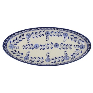 Handmade Le Souk Ceramique Azoura Extra Large Stoneware Oval Platter (Tunisia)