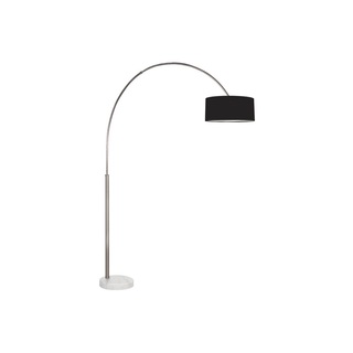 Sonneman Lighting Arc Shade Satin Nickel Floor Lamp, Black Linen and White Glass Diffuser