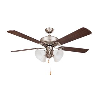 Y-Decor Revolution Brushed Nickel and Brownwood Grain 5-blade Ceiling Fan with Maple Finish Reversible Blades and Light Kit