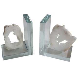 9.5-inch x 3-inch x 6-inch Tan Glass Bookends (Set of 2)