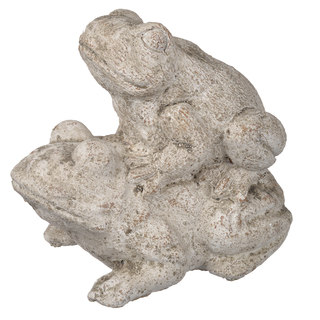 Off-white Cement 6.5-inch x 9-inch 9-inch Frogs Figurine