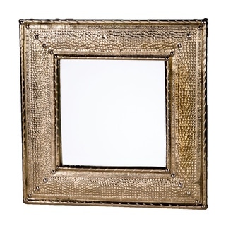 Handmade Hammered Metal Square Mirror (Morocco)