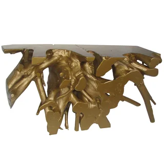 Gilded Teak 59-inch x 16-inch x 31.5-inch Root Console Table