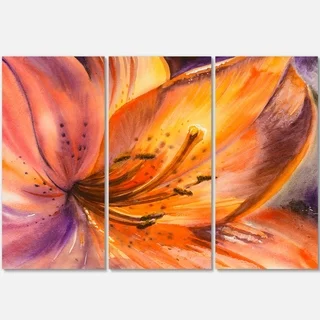Orange Lily Flower - Art Floral Glossy Metal Wall Art - 36Wx28H