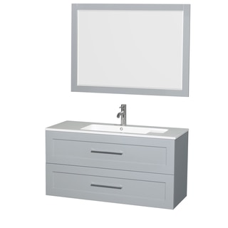 Wyndham Collection Olivia MDF 48-inch Single Vanity with Acrylic Resin Countertop, Integrated Sink, and 46-inch Mirror