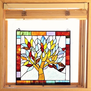 Tiffany Style Mystical World Tree Stained Glass 18-inch Window Panel